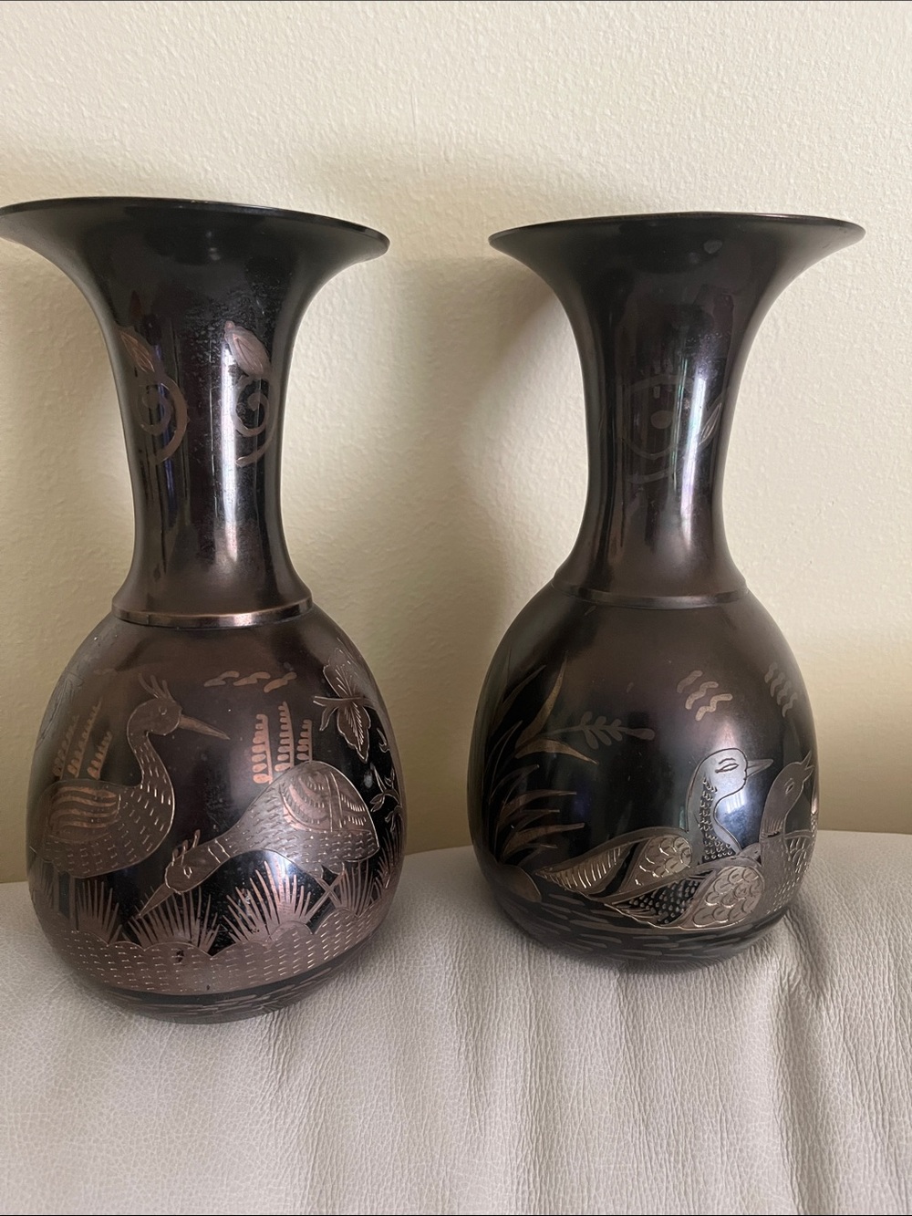 Solid brass vases